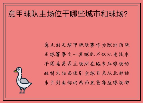 意甲球队主场位于哪些城市和球场？